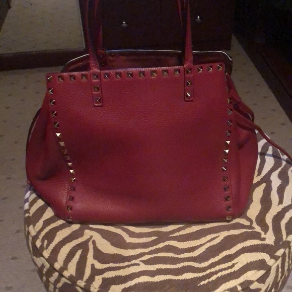 Valentino Rockstud Burgundy Bag - Picture 4 of 8